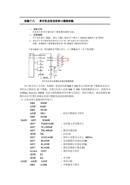 单片机自发自收串口通信实验