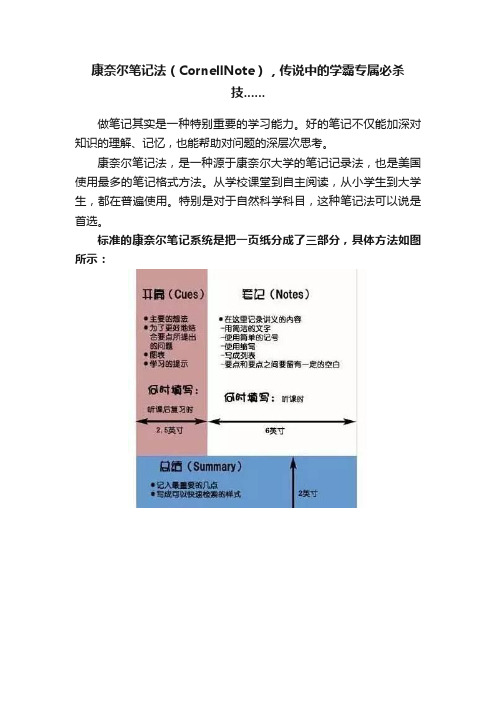 康奈尔笔记法（CornellNote），传说中的学霸专属必杀技......