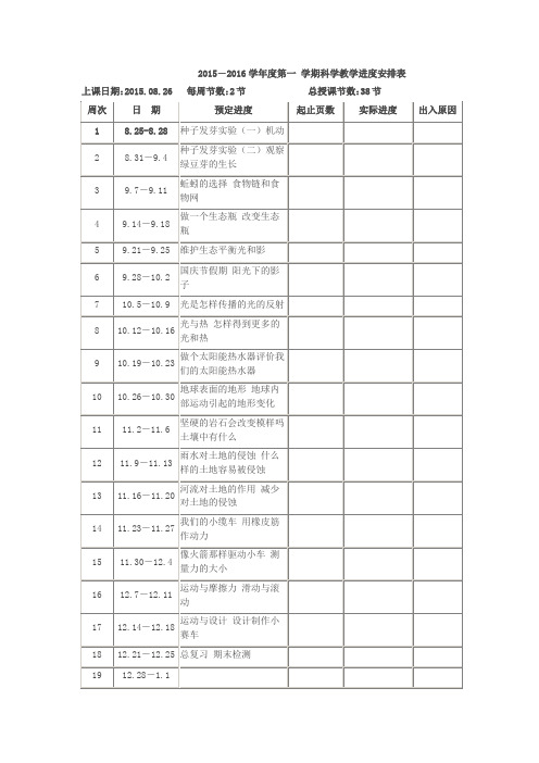 教学进度安排表五上15-16