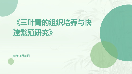 三叶青的组织培养与快速繁殖研究