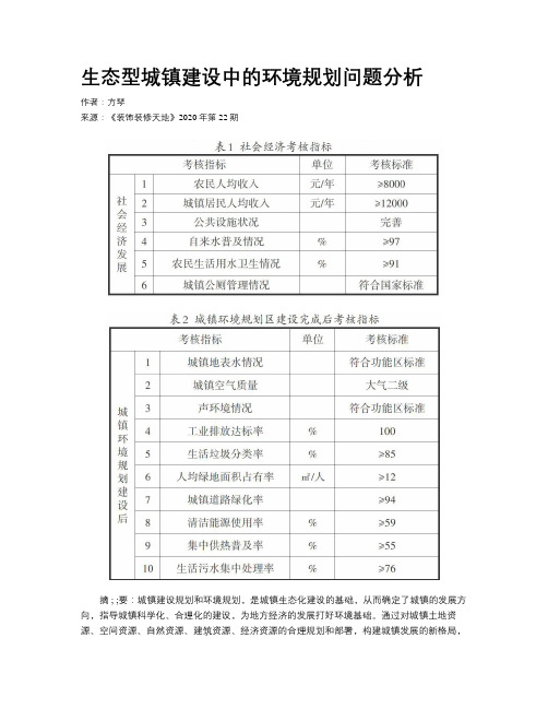 生态型城镇建设中的环境规划问题分析