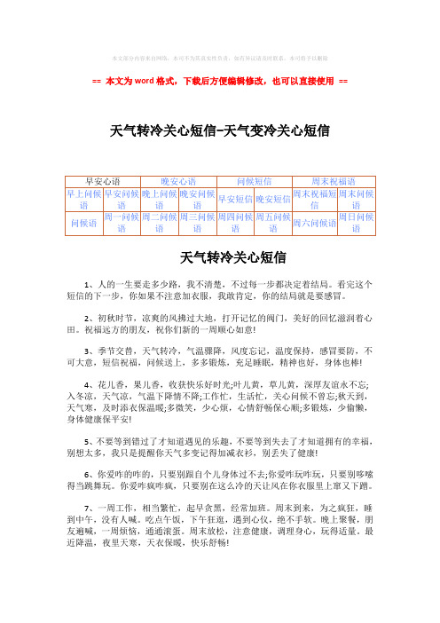 2018-2019-天气转冷关心短信-天气变冷关心短信word版本 (4页)