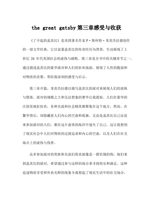 the great gatsby第三章感受与收获