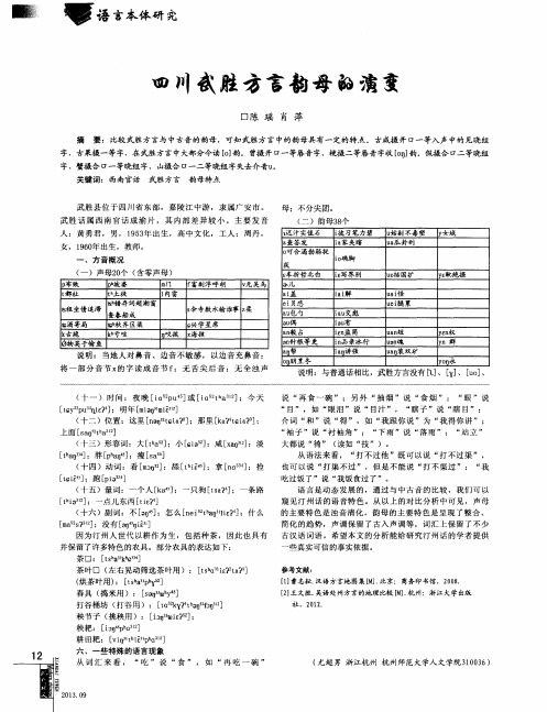 四川武胜方言韵母的演变