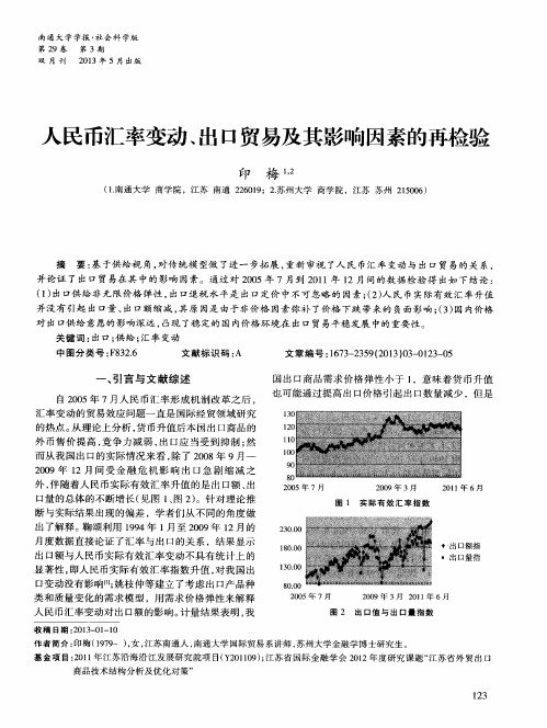 人民币汇率变动、出口贸易及其影响因素的再检验