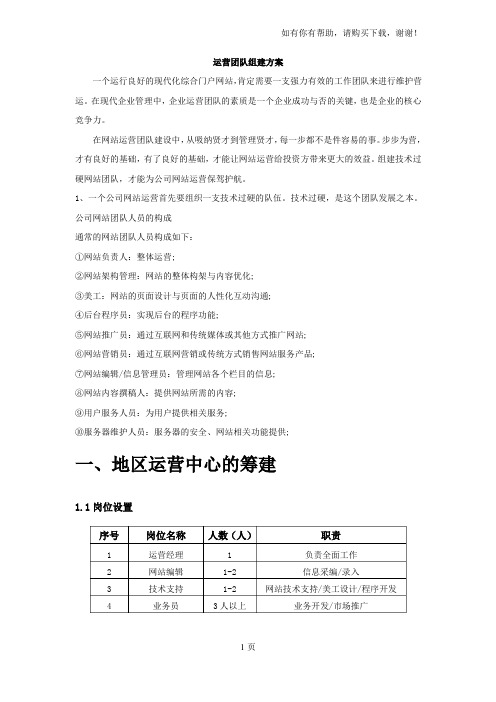 方案-网络平台建设部运营团队组