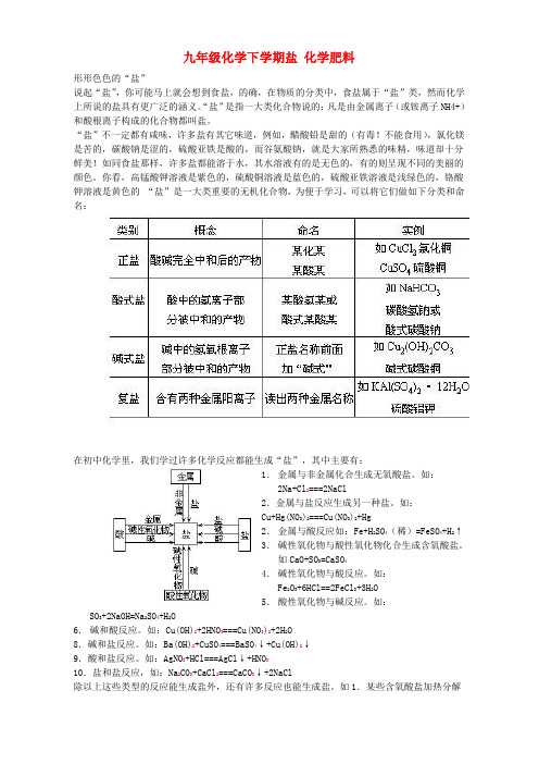 湘教版九年级化学下学期盐 化学肥料