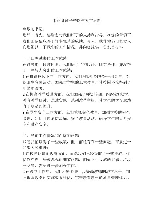 书记抓班子带队伍发言材料