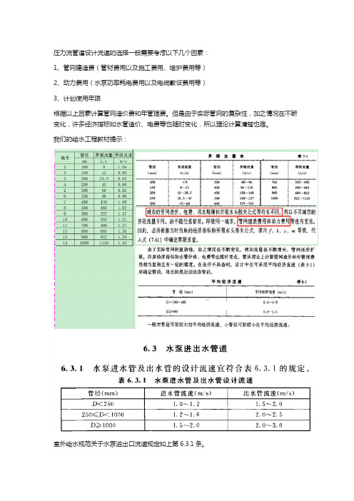 关于给排水管道设计流速的选择