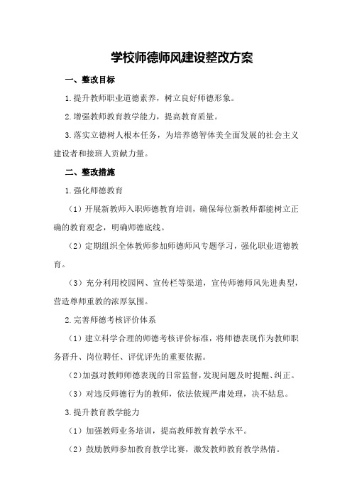 学校师德师风建设整改方案