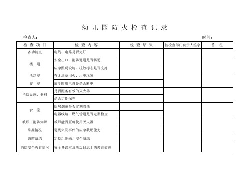 幼儿园防火检查记录表