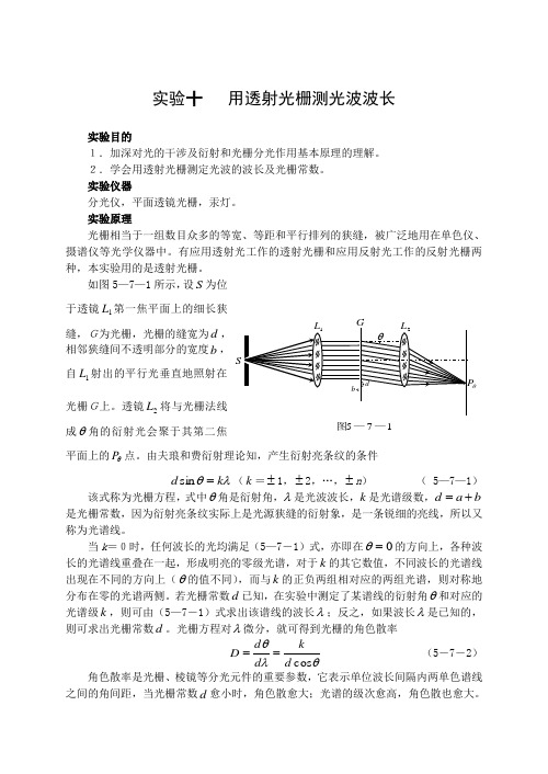 用透射光栅测光波波长