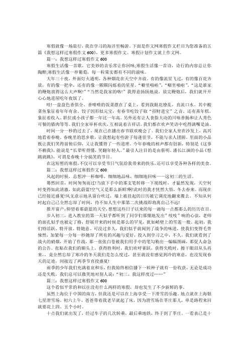 我想这样过寒假作文600