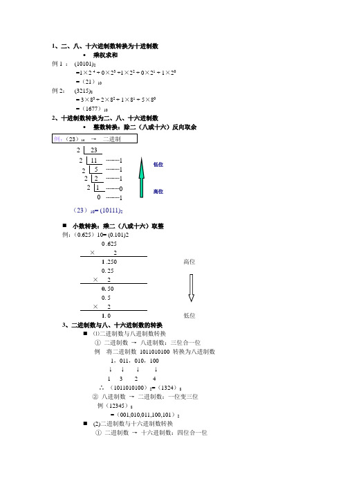 二进制八进制十进制十六进制之间的转换