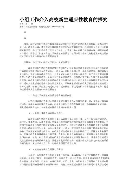 小组工作介入高校新生适应性教育的探究