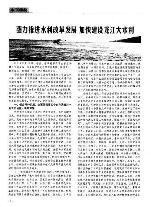 强力推进水利改革发展 加快建设龙江大水利