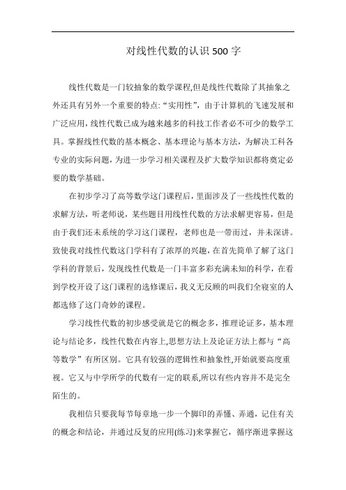 对线性代数的认识500字