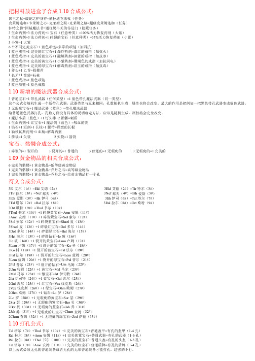 暗黑破坏神Ⅱ所有合成公式