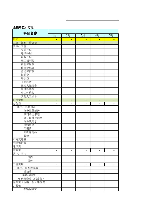 公司管理费用年度、月度、资金计划套表模板