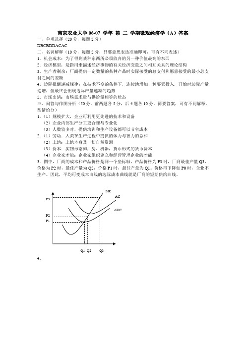 微观经济学(普通班)试卷2答案