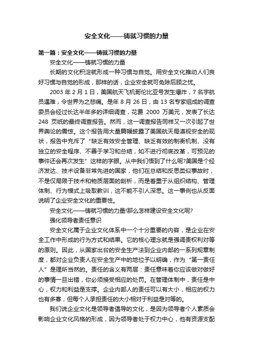 安全文化——铸就习惯的力量