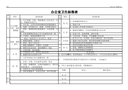 标准办公室卫生检查表