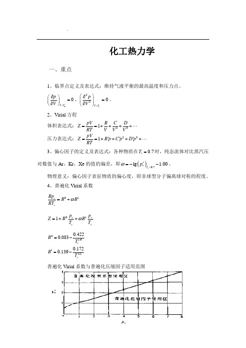 化工热力学考试重点-终极版整理