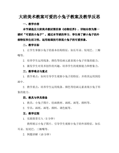 大班美术教案可爱的小兔子教案及教学反思