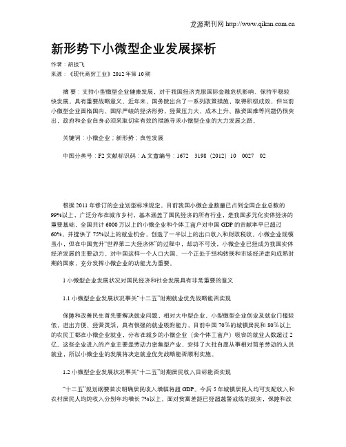 新形势下小微型企业发展探析