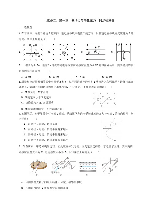 (选必二)第一章  安培力与洛伦兹力  同步检测卷