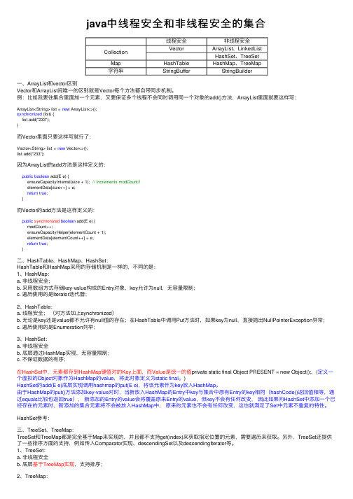 java中线程安全和非线程安全的集合