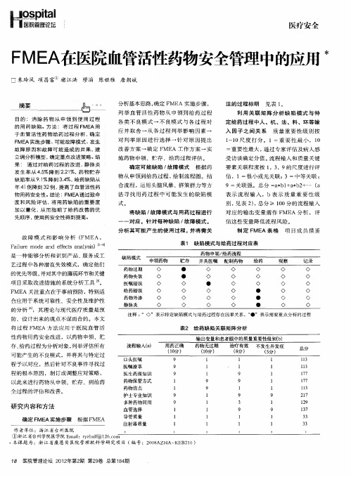 FMEA在医院血管活性药物安全管理中的应用