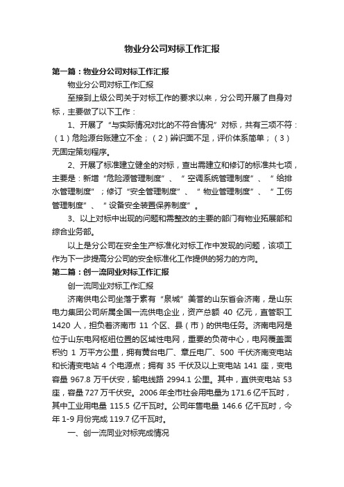 物业分公司对标工作汇报