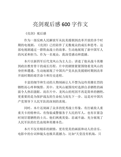 亮剑观后感600字作文