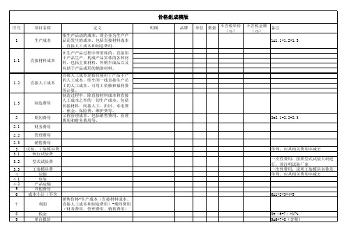 价格组成模板