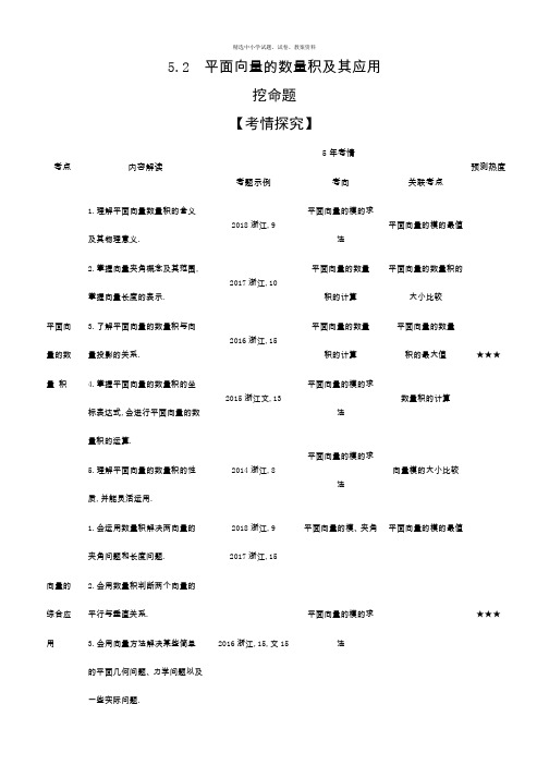 2020版高考数学一轮总复习检测：5.2 平面向量的数量积及其应用 Word版含解析