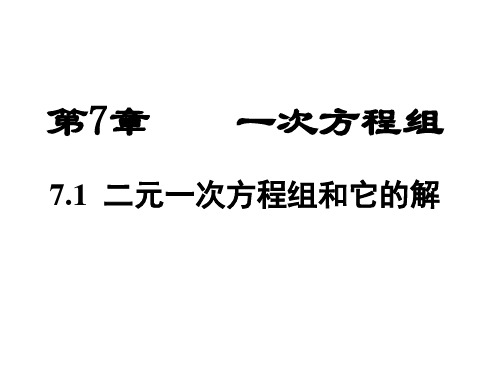 最新华师大版初一数学下册 第七章 一次方程组ppt教学课件