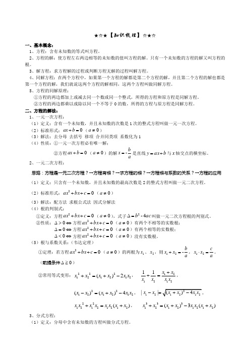 初高中数学衔接方程与方程组