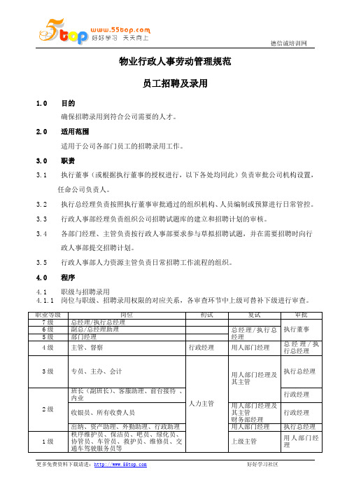 物业行政人事劳动管理规范