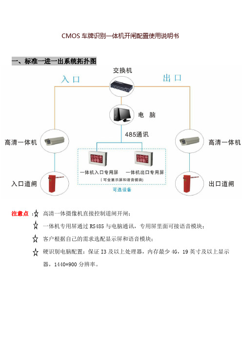 CMOS车牌识别一体机开闸配置使用说明书