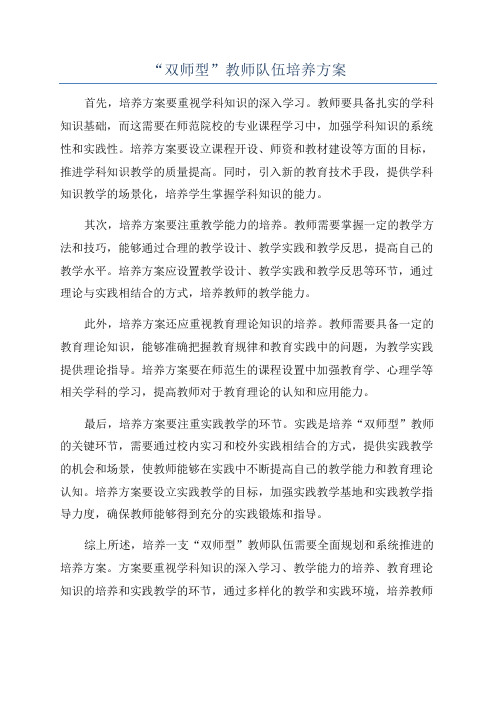 “双师型”教师队伍培养方案