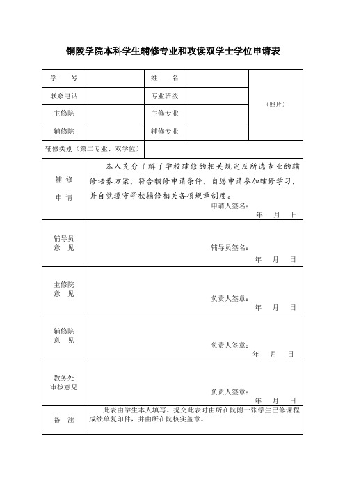 铜陵学院关于本科生修读双学位、辅修专业的管理办法