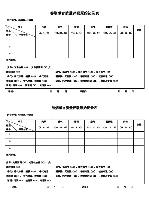 (新)卷烟感官质量评吸原始记录表