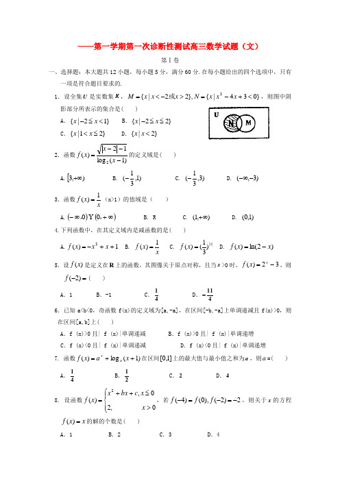 山东省莘县实验高中高三数学第一次月考 文