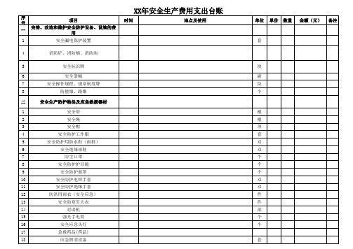 安全生产专项费用支出台账