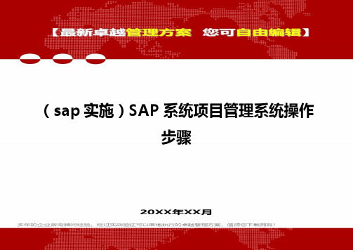 2020年(sap实施)SAP系统项目管理系统操作步骤