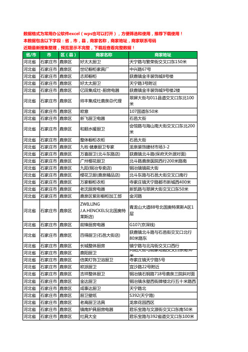 新版河北省石家庄市鹿泉区厨卫电器工商企业公司名录名单黄页大全61家