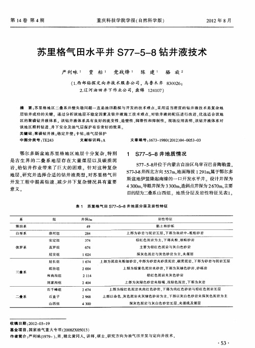 苏里格气田水平井S77-5-8钻井液技术