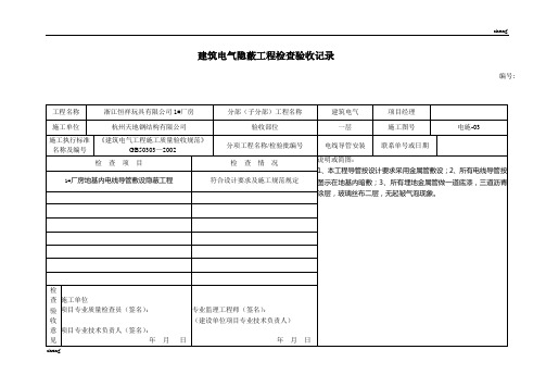 电线导管敷设装修【隐蔽工程】检查验收记录2