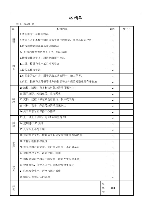 5S管理表格大全5